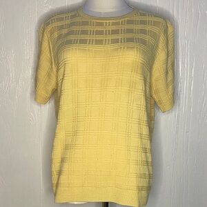 Yellow Plaid Sweater Alfred and Dunner Women’s Size Medium